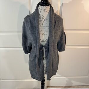 Intuitions Gray Open-Front Tie Sweater Medium